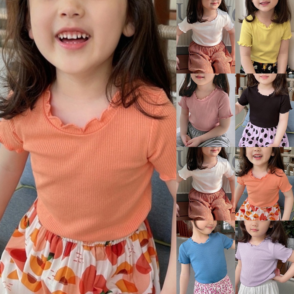 áo thun nữ cho bé gái Tròn Chất Liệu Co Giãn Thoải Mái Thời Trang Mùa Hè