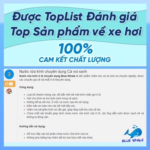 Hộp 6 can nước rửa kính ô tô BlueWhale chính hãng phù hợp mọi loại xe hơi, đổ trực tiếp ( sử dụng 1 tháng/ can 2L )