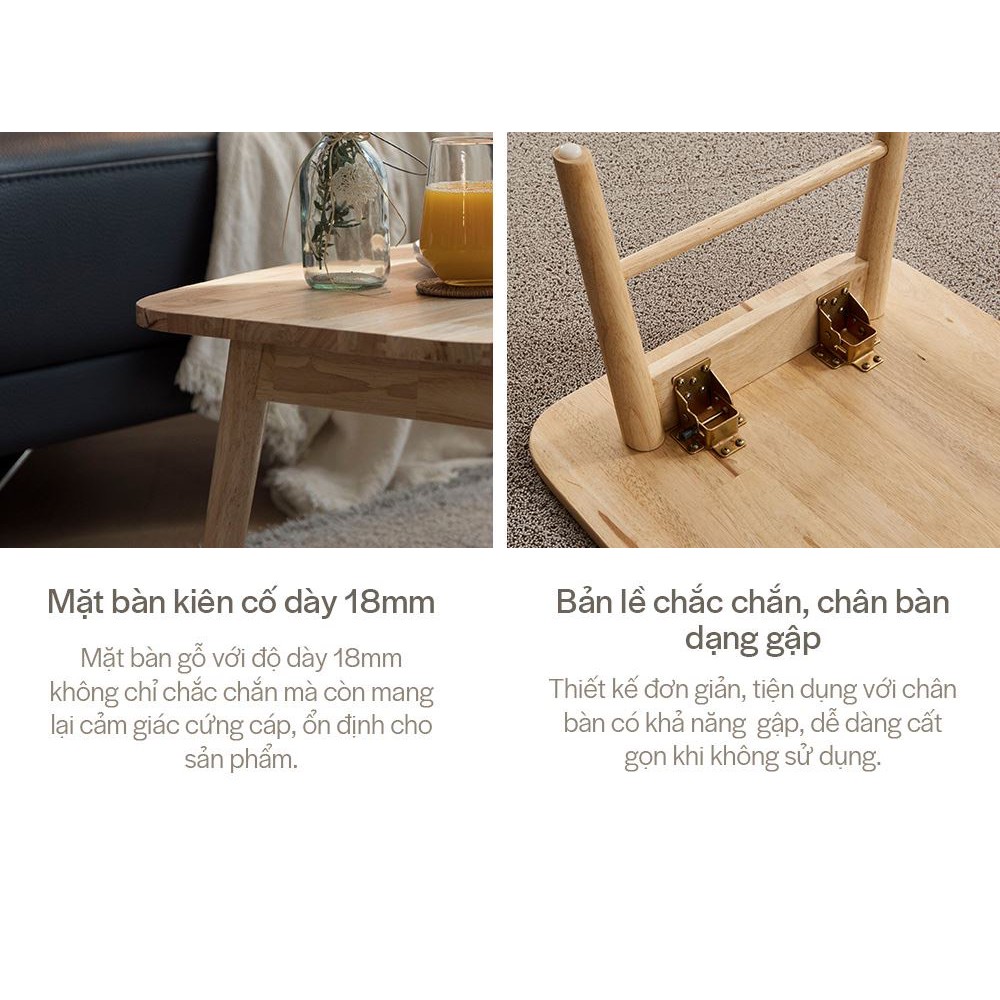Bàn trà 2 tầng gỗ cao su chắc chắn, lắp ráp, gấp gon tiện dụng, Hàng xuất khẩu - Nội | BigBuy360 - bigbuy360.vn