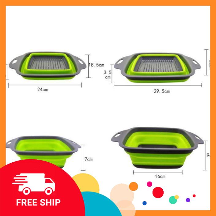 [FREE SHIP] Bộ 2 Rổ Xếp Gọn Vuông Cao Cấp