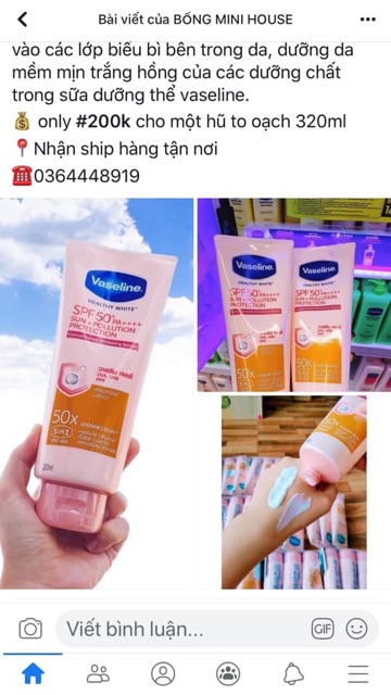 Dưỡng thể trắng da Vaseline 50X