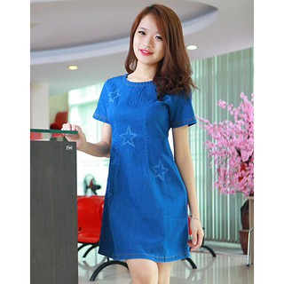 Đầm jean ngôi sao wash rách