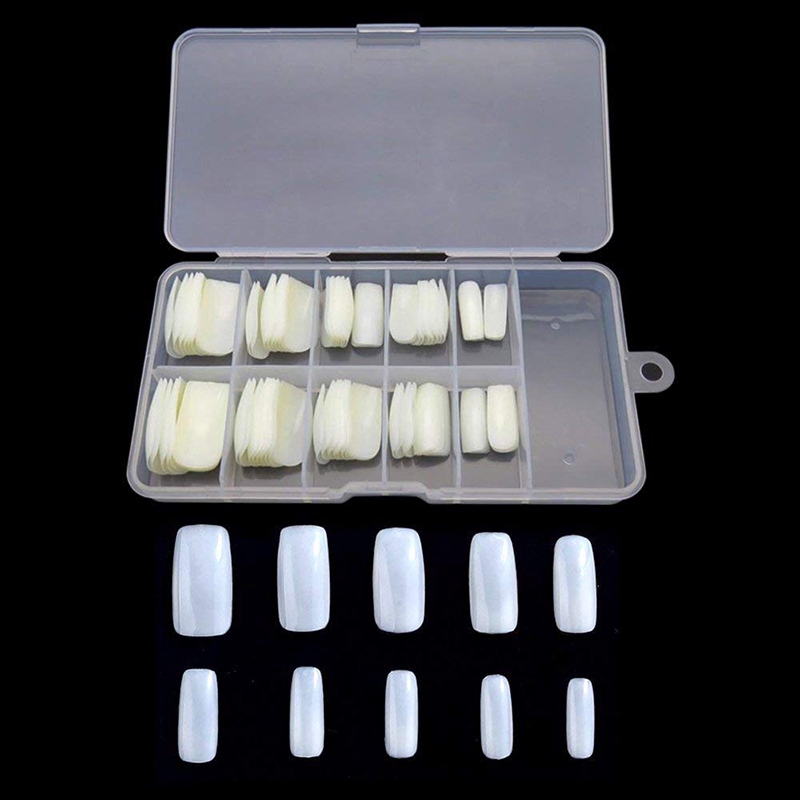 Set 100 Móng Tay Giả Màu Trắng