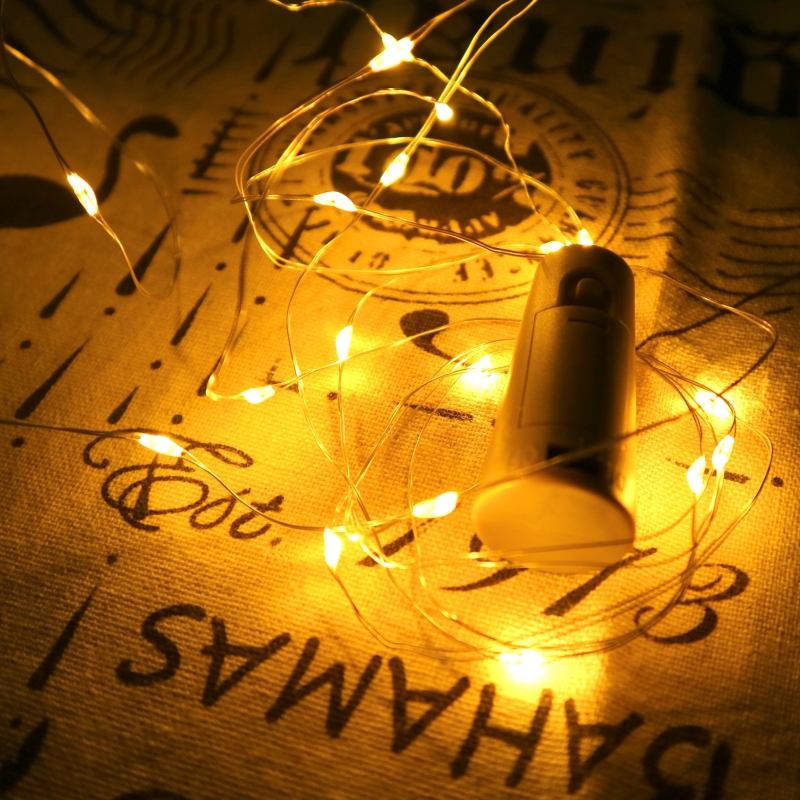 Dây đèn LED 20 bóng kèm nút bần gắn chai rượu trang trí tiệc cưới/ngày lễ Giáng Sinh