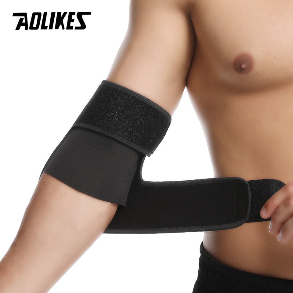 Aolikes Băng Quấn Bảo Vệ Khuỷu Tay Thoáng Khí Màu Đen Có Thể Điều Chỉnh Hỗ Trợ Khớp Khi Chơi Tennis Golfers