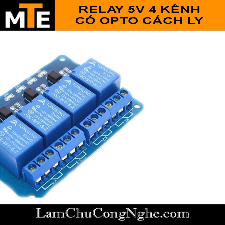 Module 4 relay với opto cách ly 5V đóng cắt thiết bị điện 10A