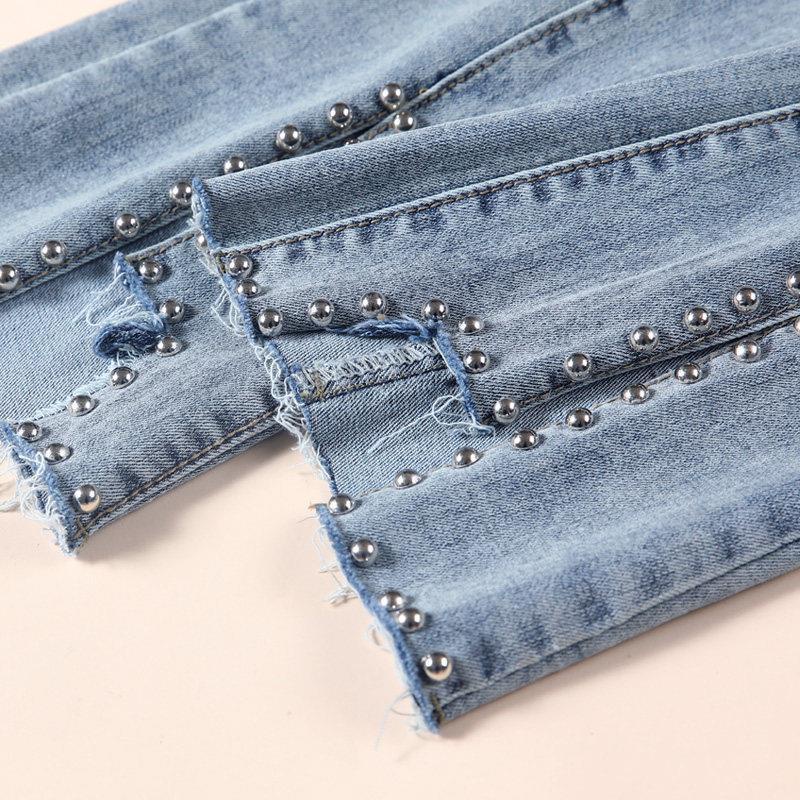 Jiashucheng Quần Jean Dài Lưng Cao Ống Loe Xẻ Tà Thời Trang Mùa Xuân Mới 2023 Cho Nữ