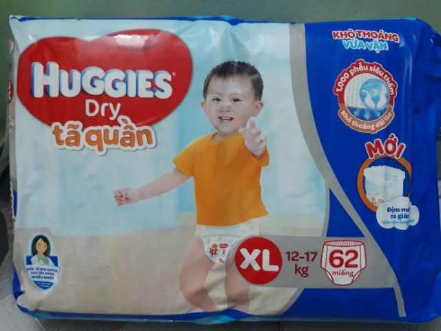 (HN) Tã - bỉm quần XL62 Huggies mẫu đệm mây