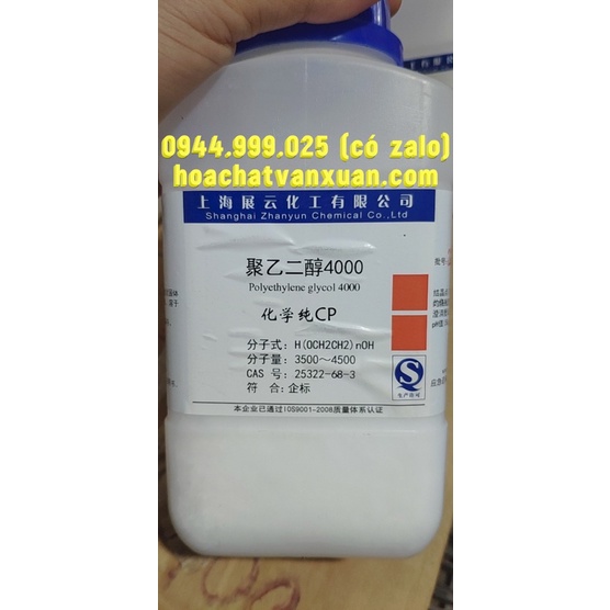 Hoá chất tinh khiết Polyethylene glycol 4000 PEG 4000 chai 500g CAS 25322-68-3 PEG4000 PEG-4000