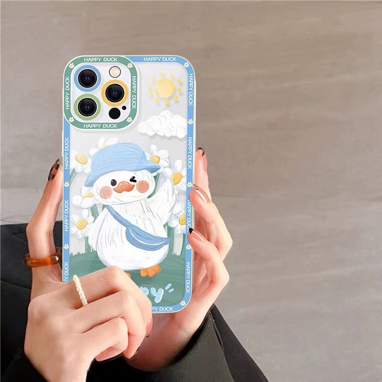 Ốp Điện Thoại Silicon Tpu Mềm Trong Suốt In Hình Vịt Cho iPhone 11 12 13 Pro Max XR X XS Max 6 7 6s 8 plus SE 2020