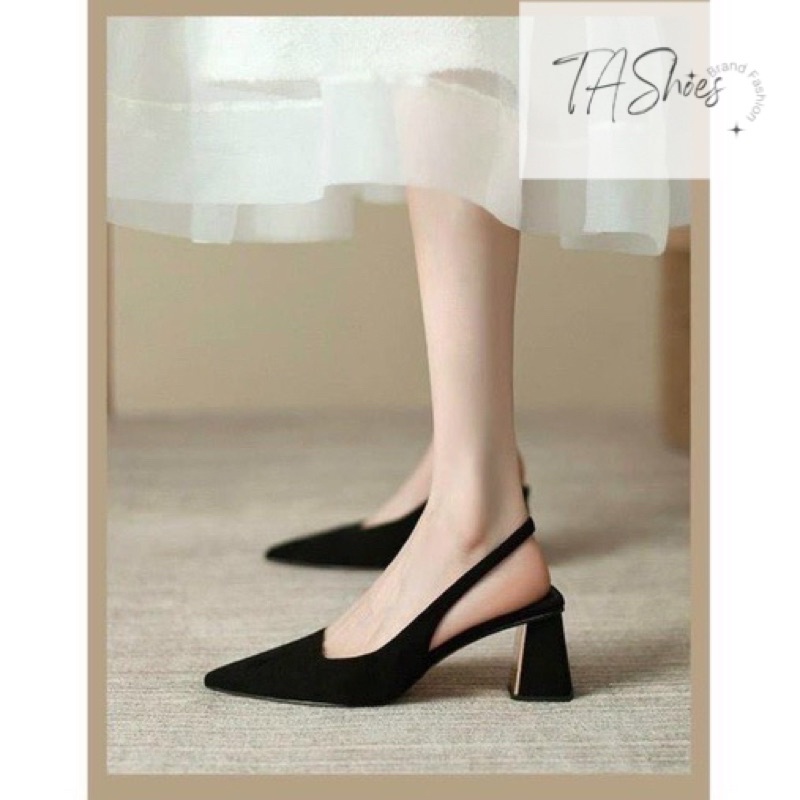 Giày cao gót nữ 7cm mũi nhọn, giầy bít mũi gót vuông siêu sang trọng đi làm hay chơi đều đẹp tiện