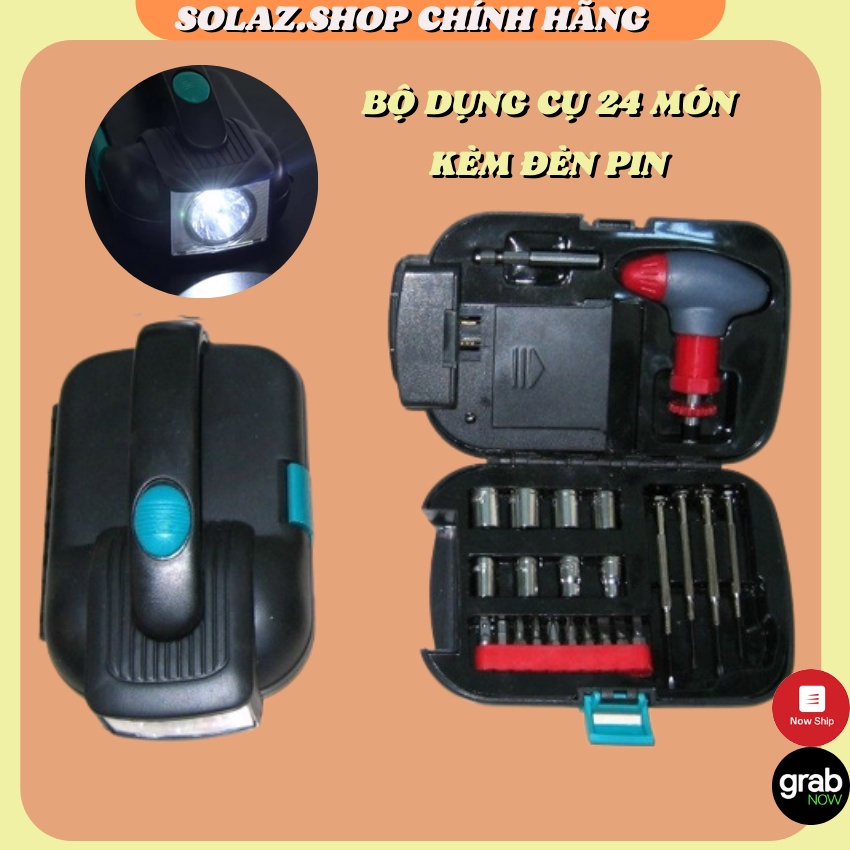 Bộ dụng cụ sửa chữa 24 chi tiết đa năng tích hợp ĐÈN PIN tiện lợi Bộ tua vít sửa chữa