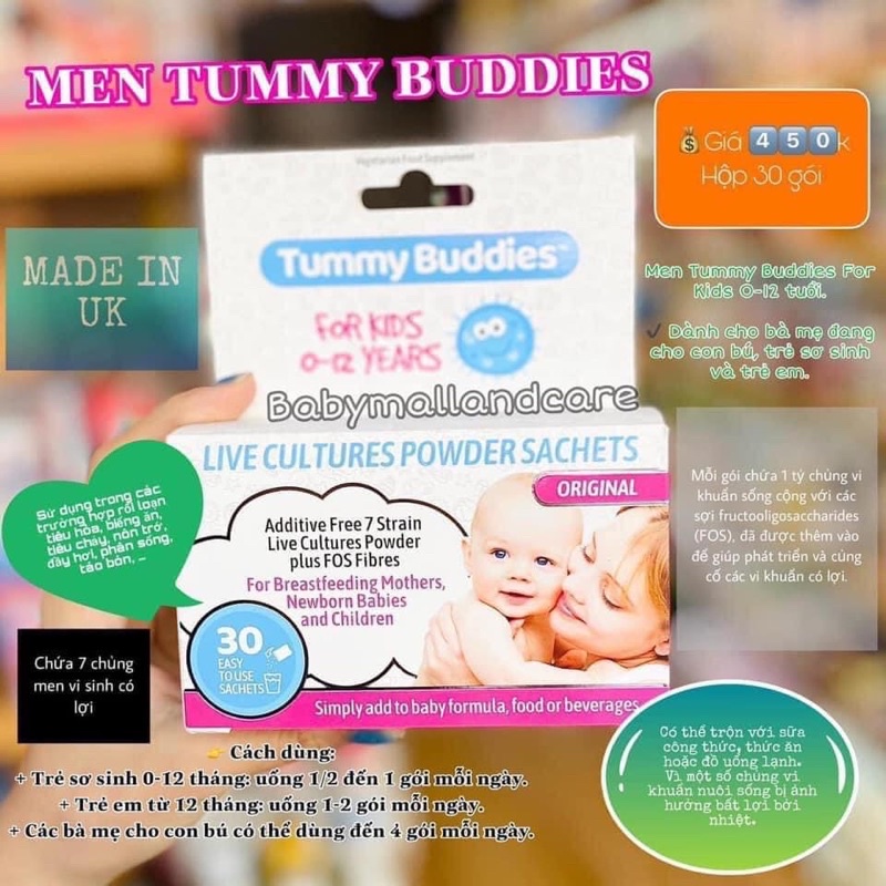 Men vi sinh Tummy Buddies 15g hộp 30 gói