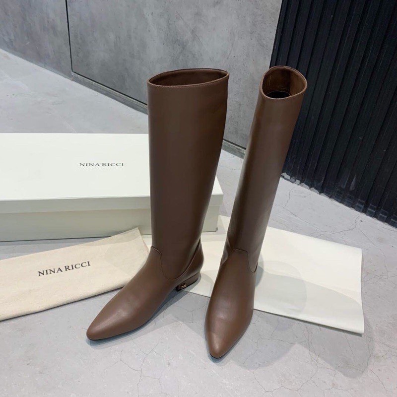 boots nữ cao cổ khuôn hở Khóa phần cứng tùy chỉnh, đế ngoài bằng da nhập khẩu từ Ý nina ricci