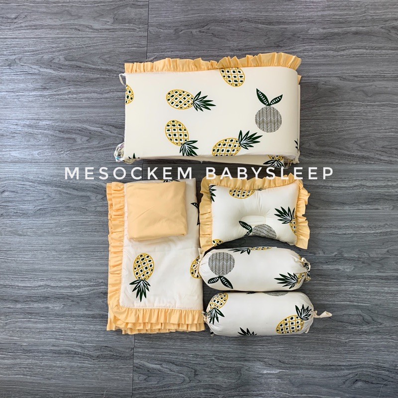 Bộ quây cũi và ga chun dứa vàng