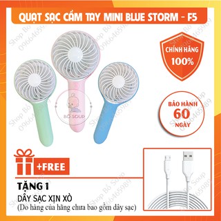 Quạt Tích Điện, Quạt Cầm Tây Mini X'Tra Blue Storm F5 Shop Bố Soup