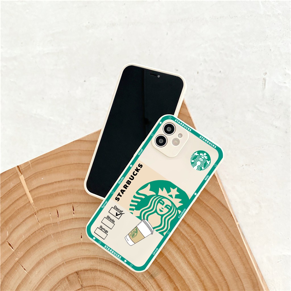 Ốp Lưng Điện Thoại iPhone ốp iphone vuông cạnhThời Trang STARBUCKS iphone 11 Pro Max 12 promax X XsMax Xr 6 7 8 Plus E96