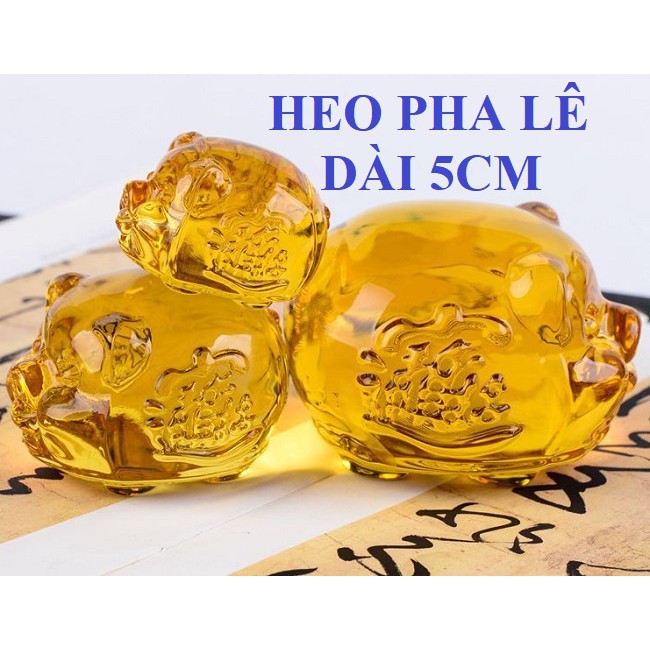 Heo pha lê phong thủy dài 5cm, tượng trưng cho sự giàu có sung túc, đầy đủ ấm no