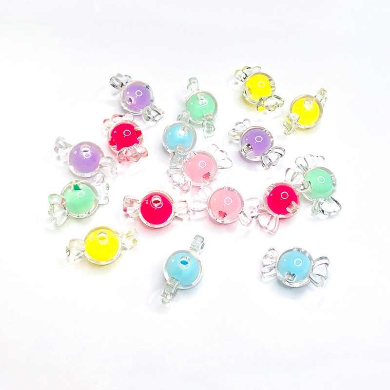 Set 20 Hạt Nhựa Acrylic Màu Kẹo Dùng Làm Trang Sức Cho Bé
