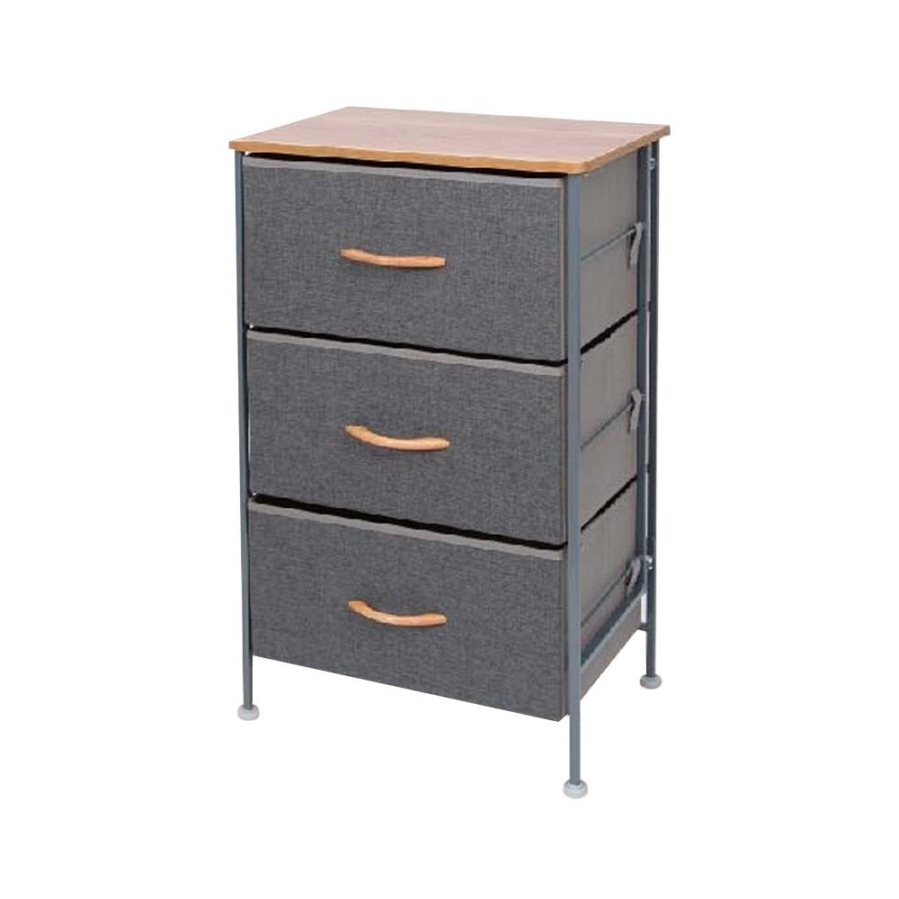HomeBase STACKO Tủ vải 3 tầng khung thép THYME W45xH76xD30cm màu xám