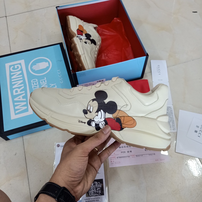 Giày Gucci Rhyton Mickey Disney Đế Nâu 2 Lớp Cao Cấp