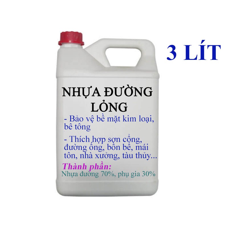 NHỰA ĐƯỜNG LỎNG, BẢO VỆ BỀ MẶT KIM LOẠI, CAN 3 LÍT, CHỐNG ĂN MÒN, CHỐNG NƯỚC CAO