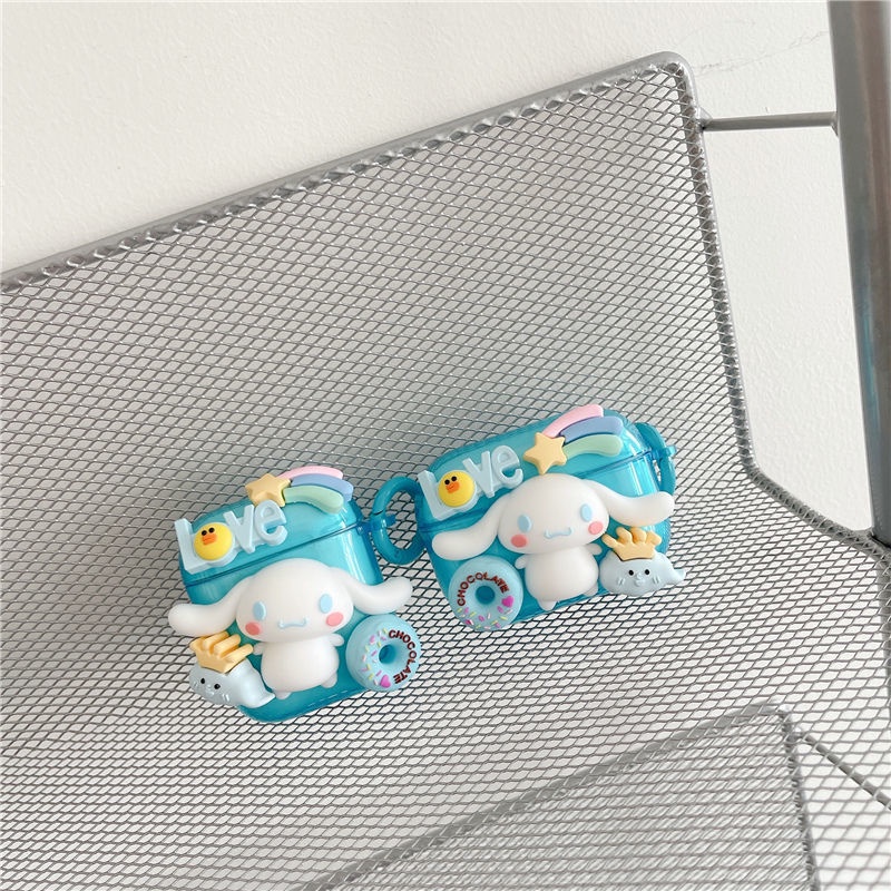 Vỏ bảo vệ hình chú chó cinnamon dễ thương thích hợp cho hộp sạc tai nghe Bluetooth không dây Airpods 1/ 2/ Pro3