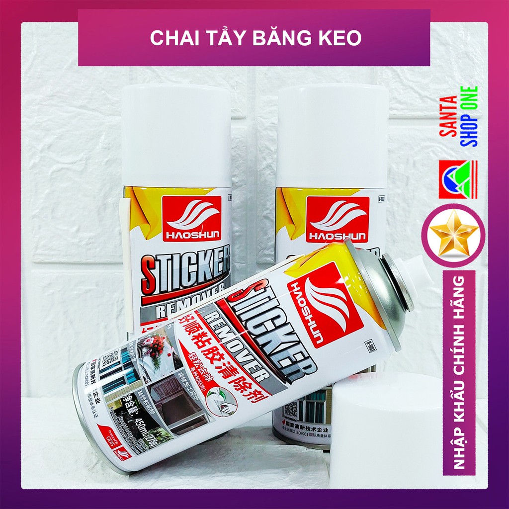 [TẨY CỰC MẠNH] Chai Xịt Tẩy Keo, Băng Dính, Kẹo Cao Su, Phân Chim, Nhựa Đường - HAOSHUN STICKER REMOVER - SANTA