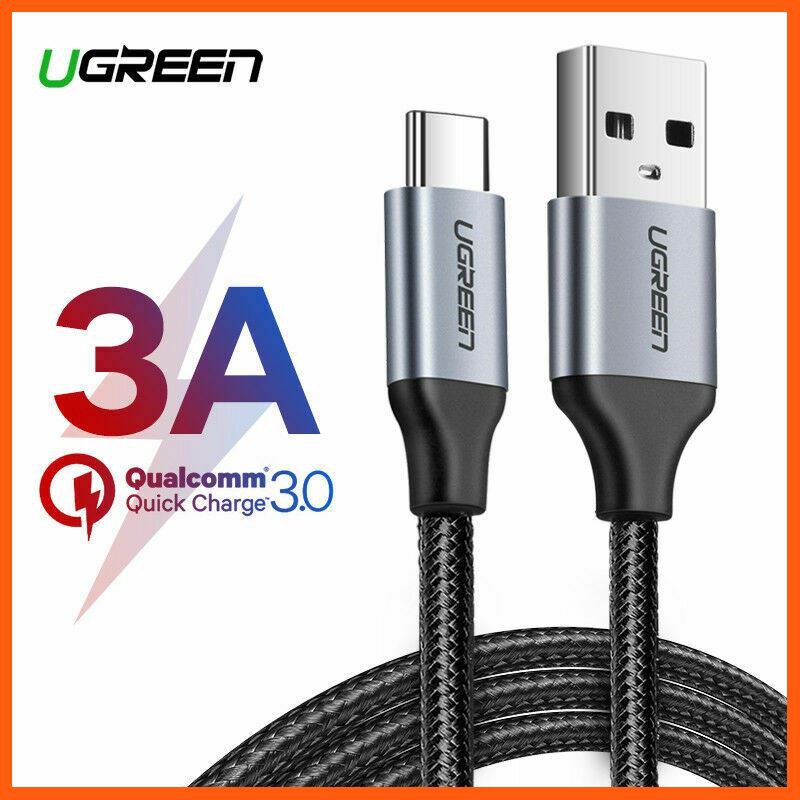 Cáp USB sang USB Type C Ugreen 60125 60408 60126 60127 60128 US288 ( Sạc nhanh QC3.0 Đầu nhôm, Dây Bọc Dù )