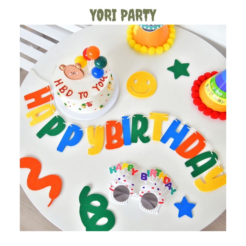 Bộ Dây Cờ HAPPY BIRTHDAY ĐỦ MÀU Trang Trí Tiệc Sinh Nhật Phong Cách Hàn Quốc - Yori Party