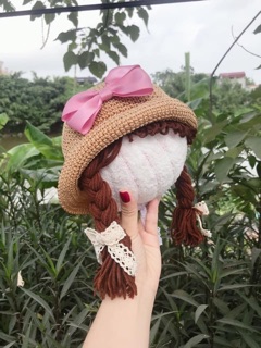 Mũ có tóc giả 2 bên cho bé