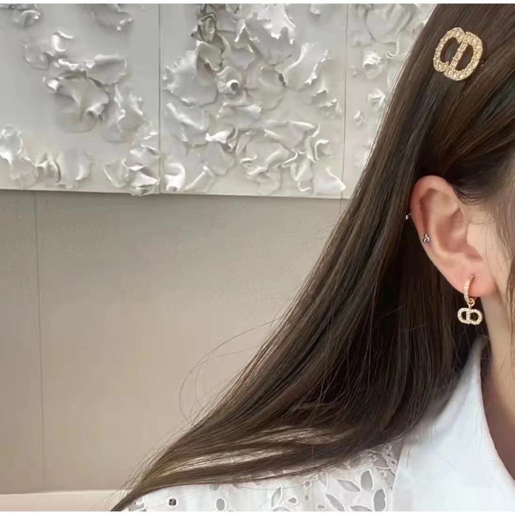 Bông Tai Chữ D Đính Kim Cương Giả Phong Cách Retro 2022c