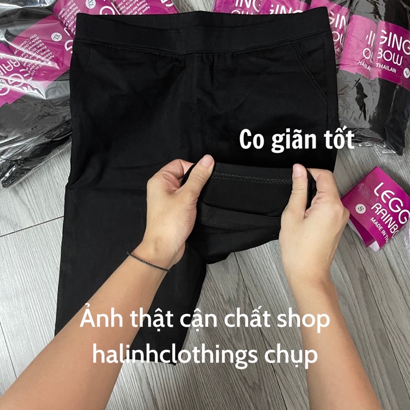 Quần legging nữ nâng mông lưng cạp cao vải thun dày dặn đùi ngố lửng ôm body bó mặc nhà tập gym yoga
