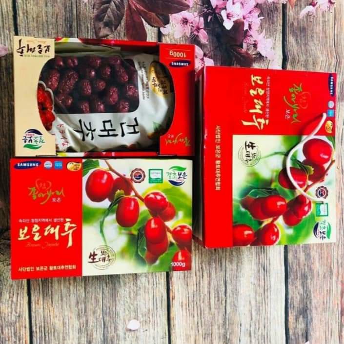 Táo đỏ sấy khô Hàn Quốc BOEUN JUJUBE, hộp 1kg trái vừa