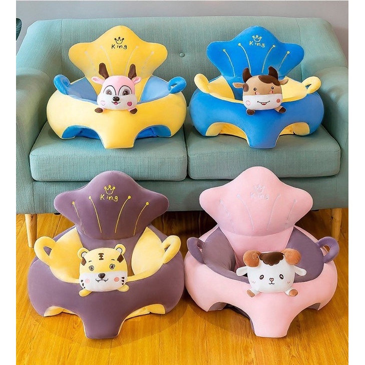 Ghế tập ngồi, ăn dặm hình thú nhồi bông cho bé, trẻ em sơ sinh cao cấp siêu cute nhiều màu được chọn mẫu - Tamoco