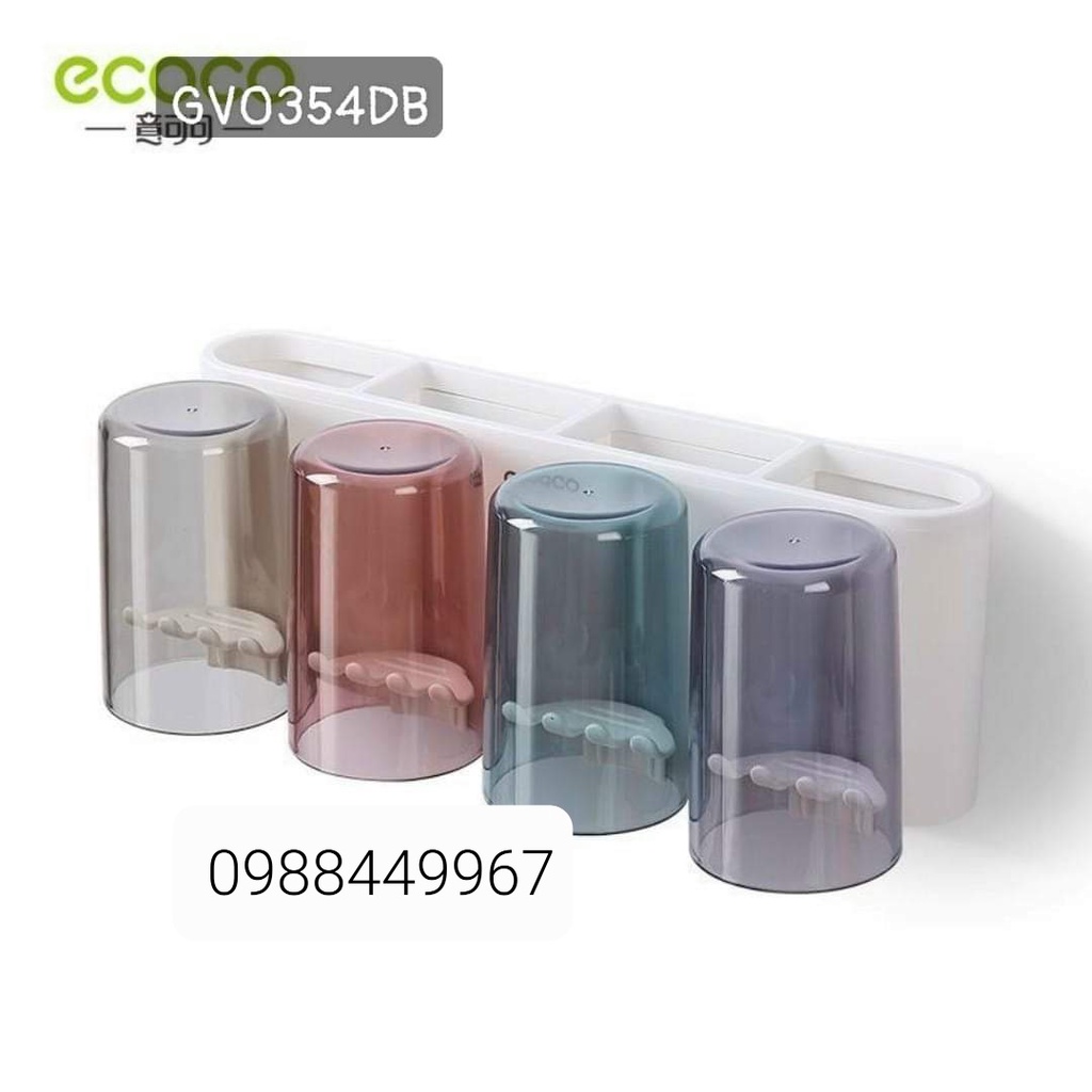 Giá treo bàn chải kèm 4 cốc Ecoco 1926 mẫu mới nhất kệ treo bàn chải dính tường siêu chắc chắn