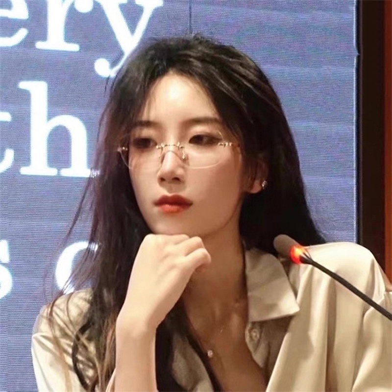 Mắt Kính Gọng Vuông Không Viền Chống Ánh Sáng Xanh Thời Trang Cao Cấp Cho Nữ và quà miễn phí