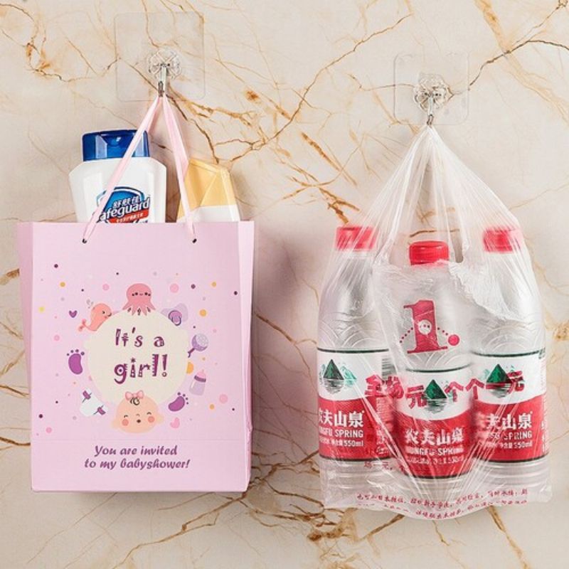 Set 10 móc dán tường siêu dính trong suốt chịu lực tốt treo tường chắc chắn 6x6 cm