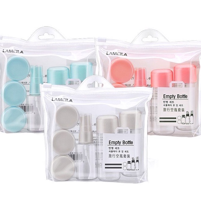 Bộ Lọ Chiết Mỹ Phẩm Du Lịch Tiện Lợi 5 Món/ 4 Món/ 3 Món - Có Túi Zip/ Hộp Nhựa