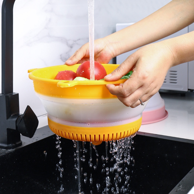 Rổ Nhựa Tròn Có Nắp Đậy Chống Muỗi Đa Năng Gấp Gọn Tiện Lợi