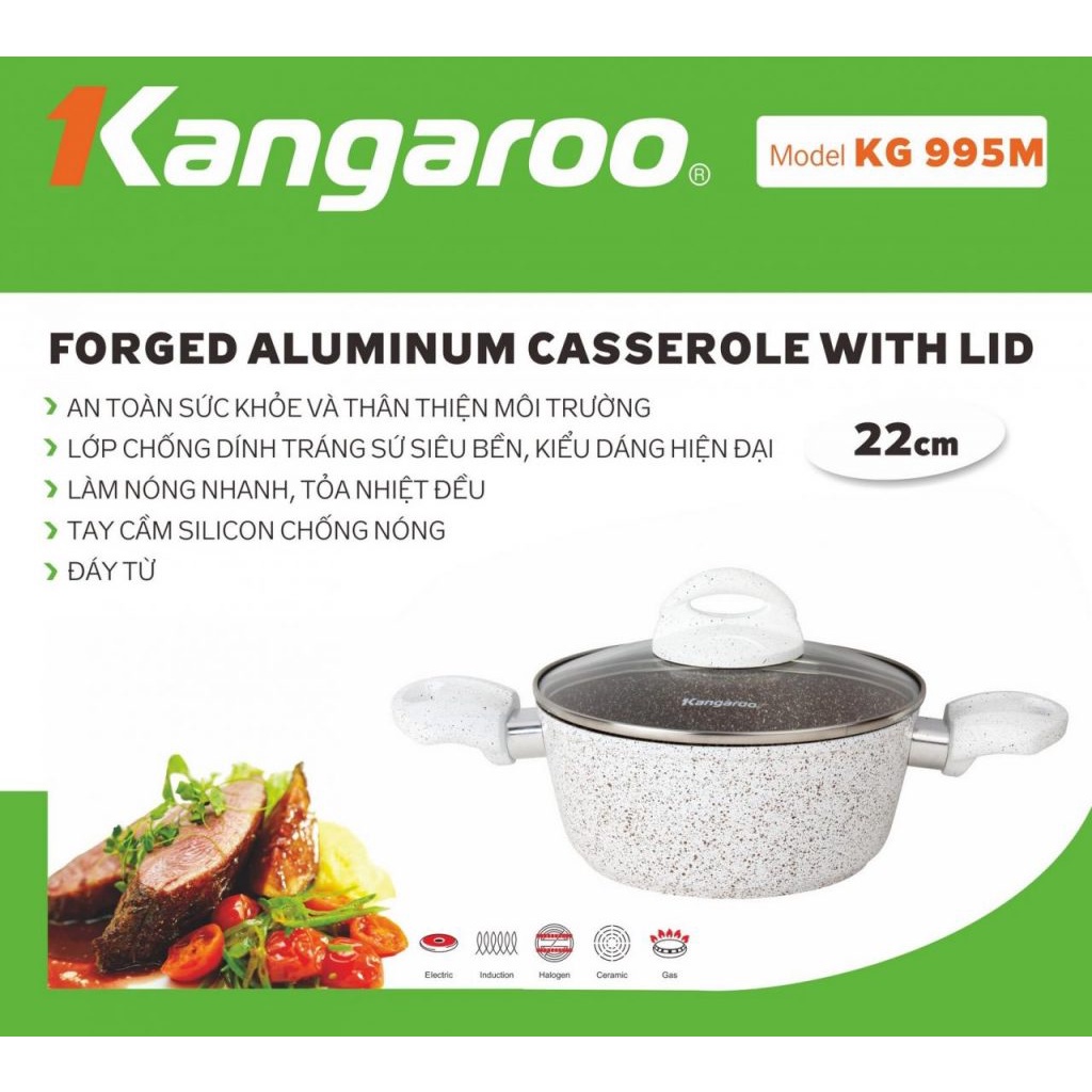 Nồi nhôm chống dính đáy từ size 22 Kangaroo KG995M