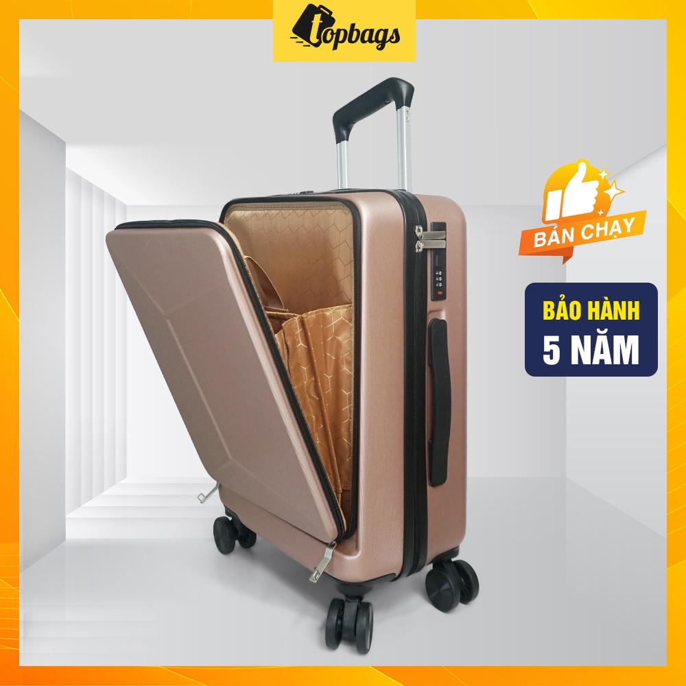 Vali kéo nhựa thời trang size 20” mở nắp phía trước VL037-VL038 Hồng Gold