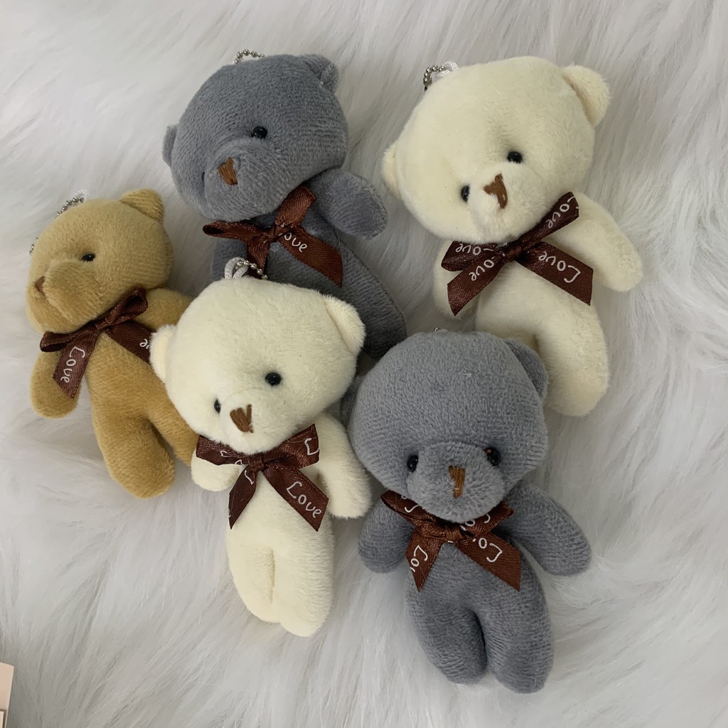 Gấu bông nhỏ cute giá rẻ cao 12cm, gấu bông teddy làm móc khoá balo túi cặp cực xinh, thú bông móc khoá