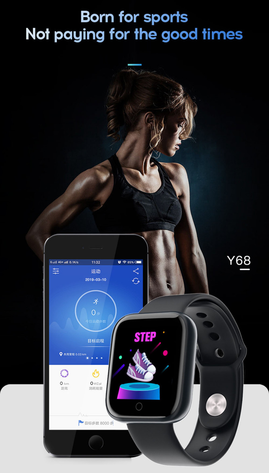 Đồng Hồ Thông Minh Y68 Theo Dõi Sức Khỏe Cho Apple Ios Android