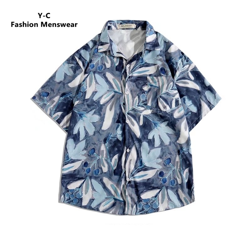 Áo Sơ Mi Tay Ngắn Dáng Rộng In Họa Tiết Phong Cách Hip Hop Thời Trang Mùa Hè Cho Nam Size M-3XL