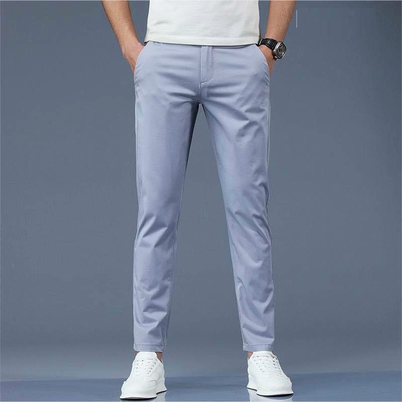 Quần Kaki Nam Cao Cấp Xanh dương nhạt, Dáng ôm đứng Chất vải co giãn Thoải mái, DOKI KC-21