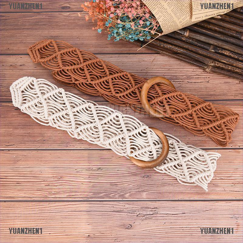 Thắt Lưng Bản Rộng Khóa Gỗ Phong Cách Bohemian Cổ Điển yuanzhen1 Cho Nữ