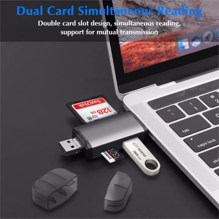 Đầu đọc thẻ nhớ SD/TF cổng kết nối USB, Type C, Micro 3 In 1 chất lượng cao, thương hiệu GOOJODOQ