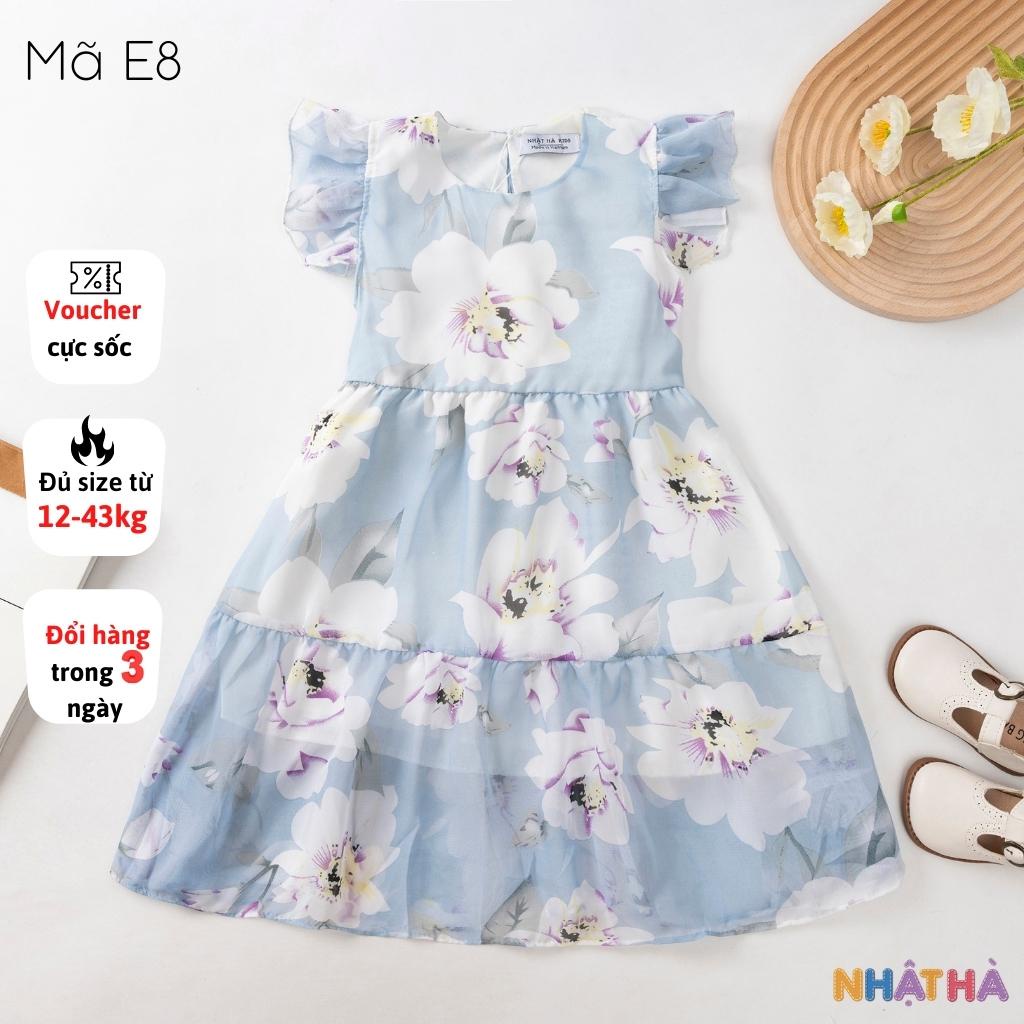 Váy Bé Gái Mùa Hè E8 Chất Voan Tơ Lót Lụa Mềm Mát Siêu Thoáng Size Đại Từ 12-43kg