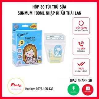 Túi Trữ Sữa Sunmum 100ml Hộp 30 Túi  Nhập Khẩu Thái Lan 3 Khóa Zip Chống